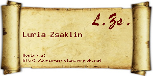 Luria Zsaklin névjegykártya